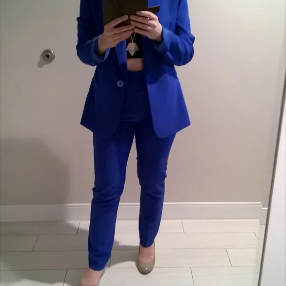 Electric Blue Petite Women's Pantsuit - Picture 1 of 7